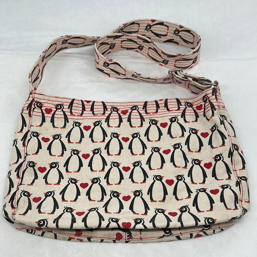 Bungalow 360 Bag Love Penguins Canvas Crossbody Purse Book Bag